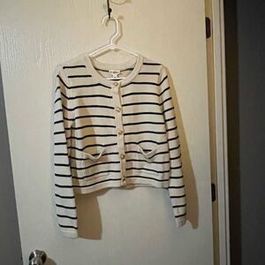 Striped Cream and Black Women's Cardigan